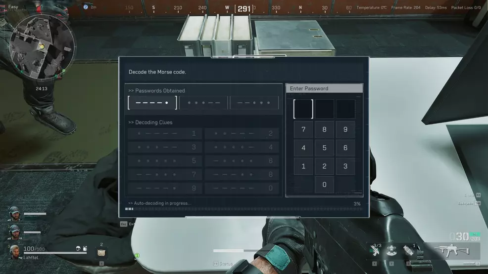 Shows the hacking mini-game in Delta Force.