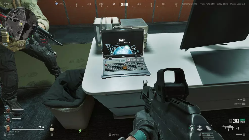 Show the computer on the table