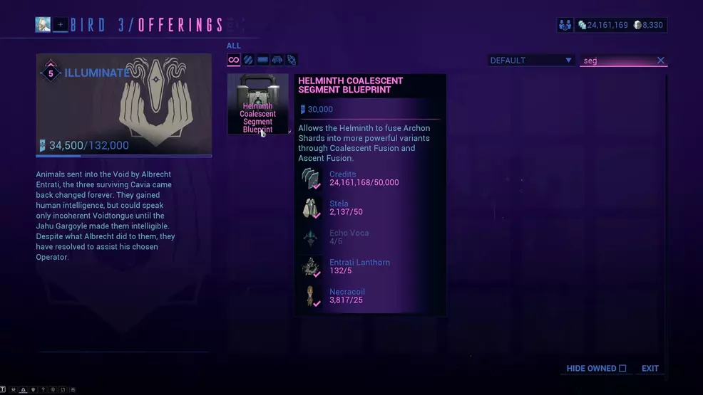 As for the gathering of Helminth in Warframe