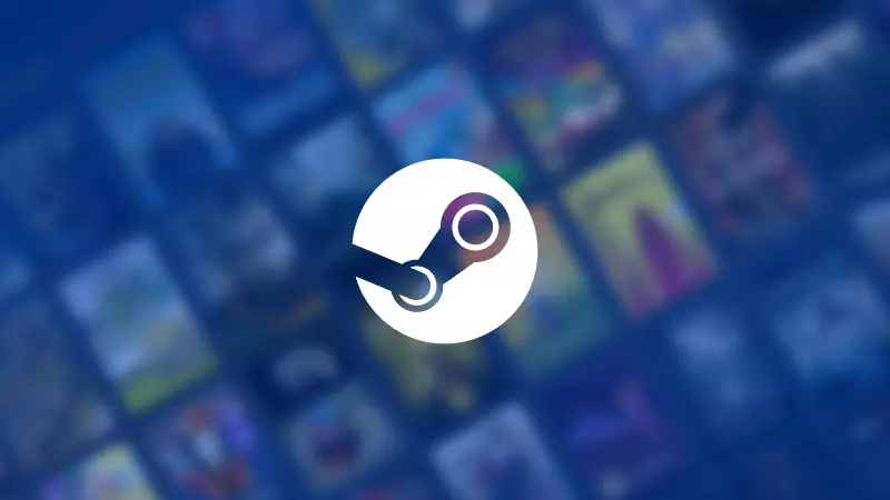 Steam logo on game cover background blurred