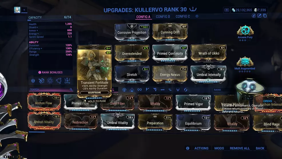 Corrupted Mods in action in Warframe