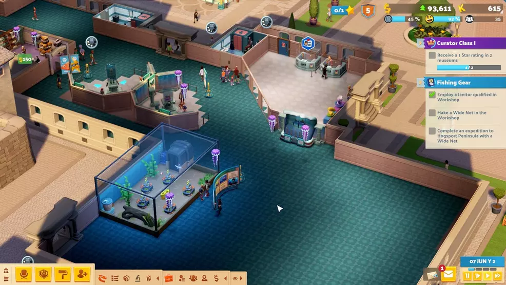 A sea-themed museum with aquariums and interactive exhibits in Two Point Museum