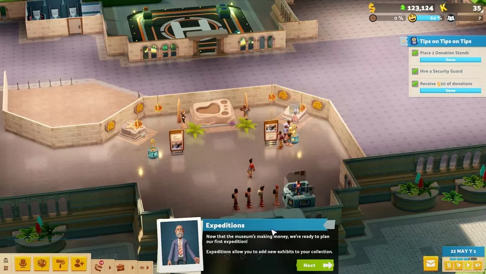 A small and upcoming museum where the guide tells the player about going on expeditions.