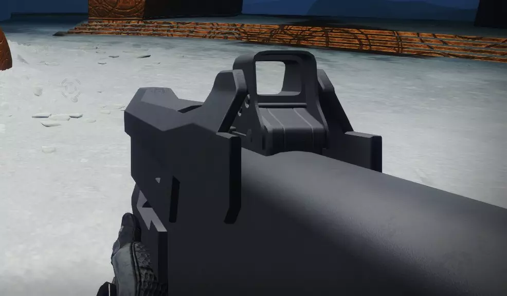 First-person view of a textureless gun