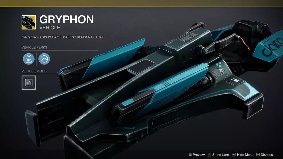 The Gryphon Combat Sparrow in Destiny 2
