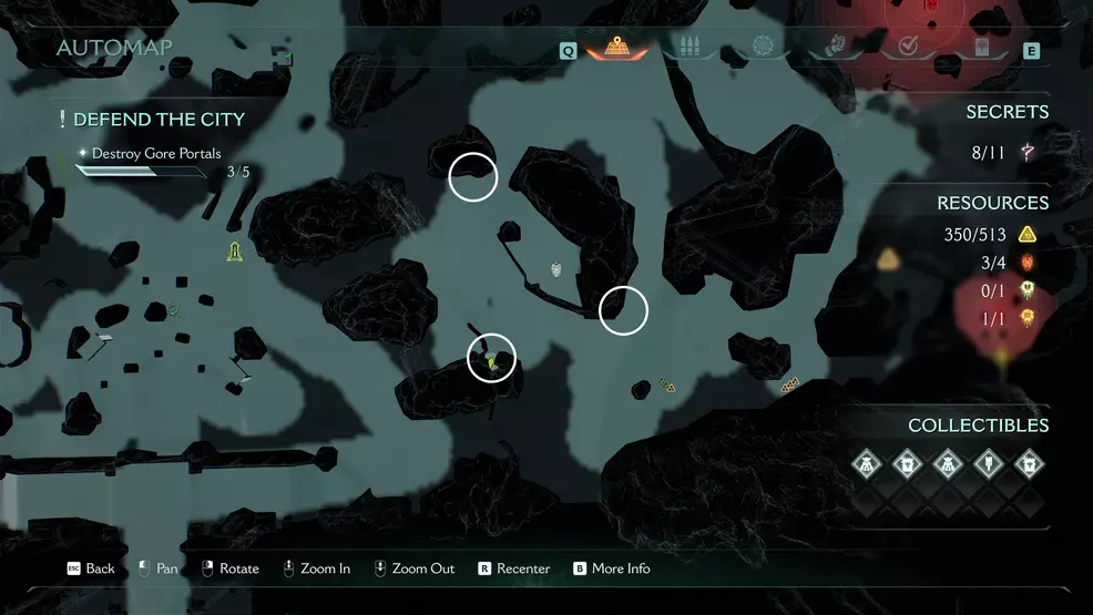 The siege map is showing the location of part 1 three wolf idols