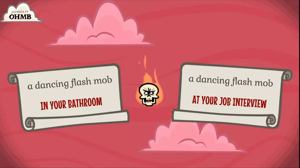 Two signs in dominant: a dancing flash crowd ... in your bathroom or in your job interview?