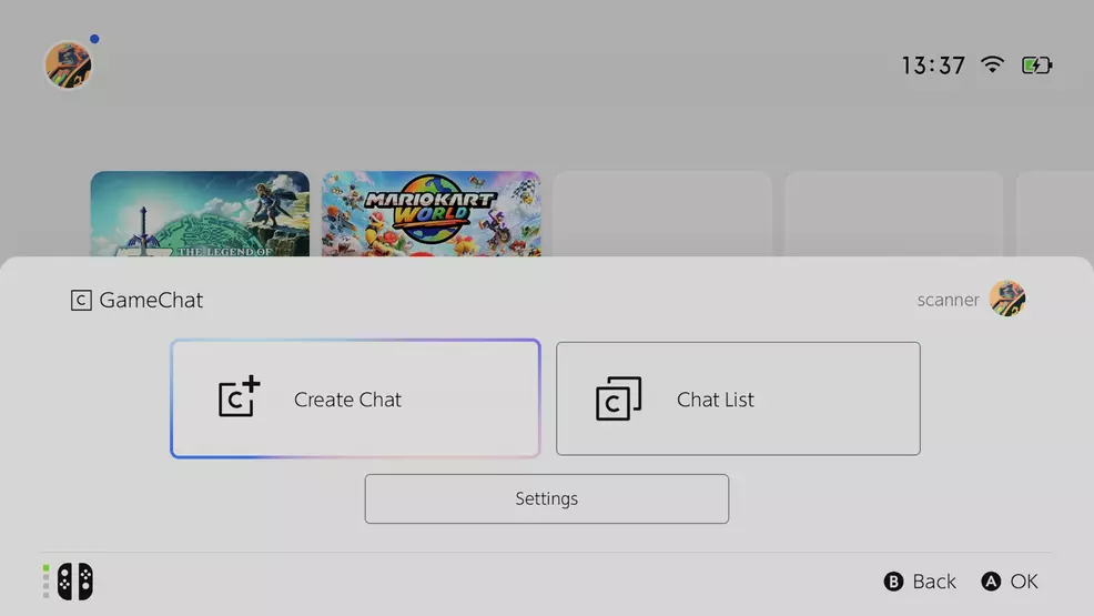 Game chat option on Nintendo Switch 2