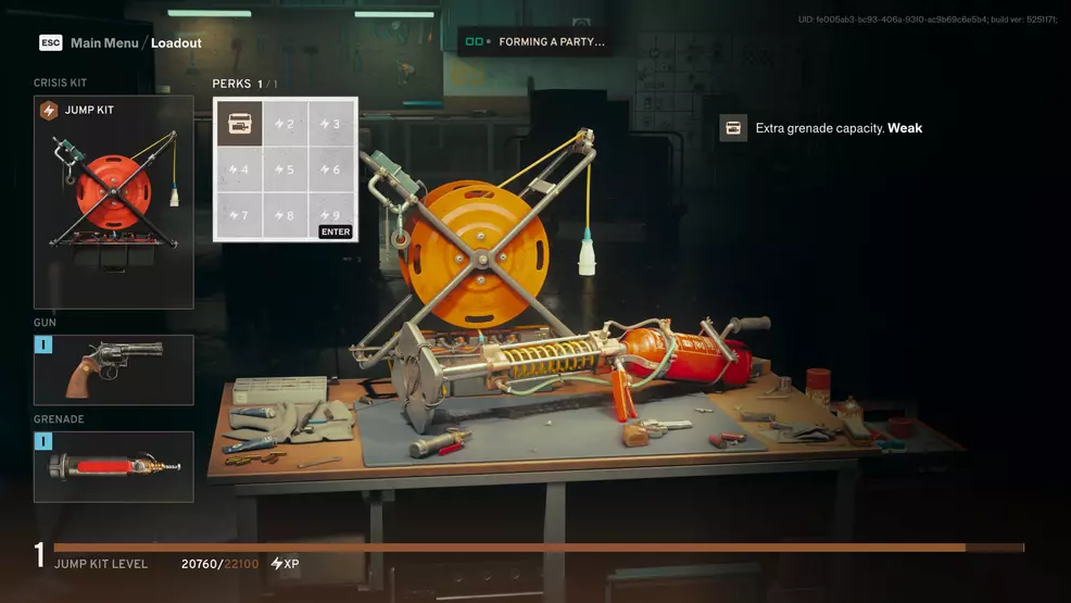 Showing loadout screen lock perk slot
