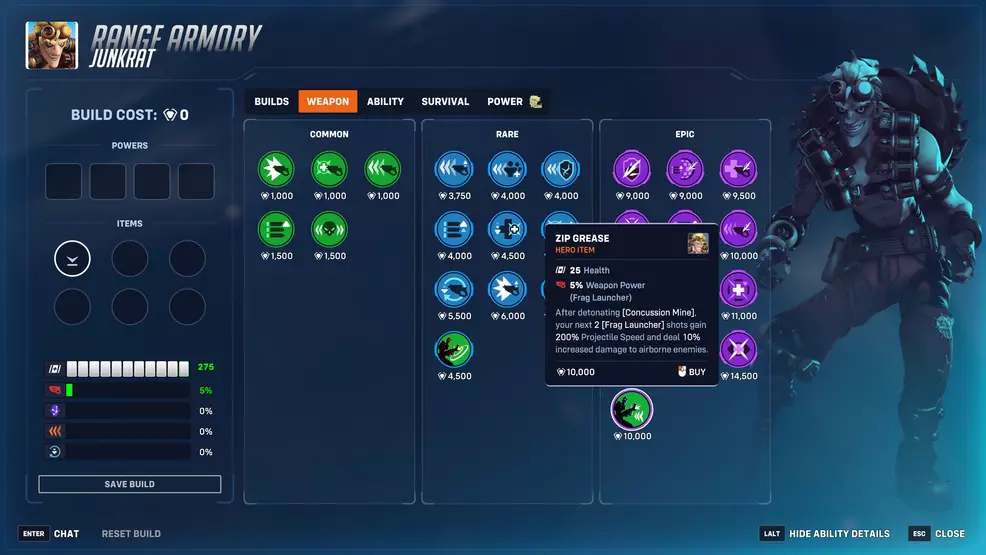 Jankrat's hero item in Overwatch 2
