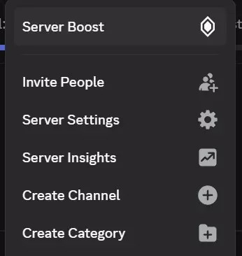 Server promoted menu in discord
