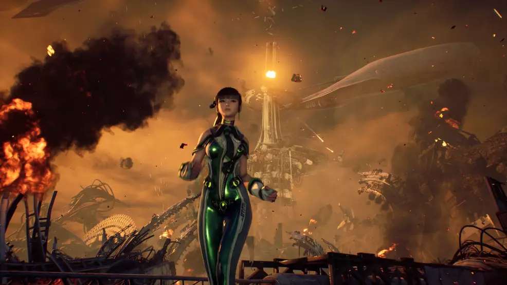 Ev Staler is running away from an explosion in the blade