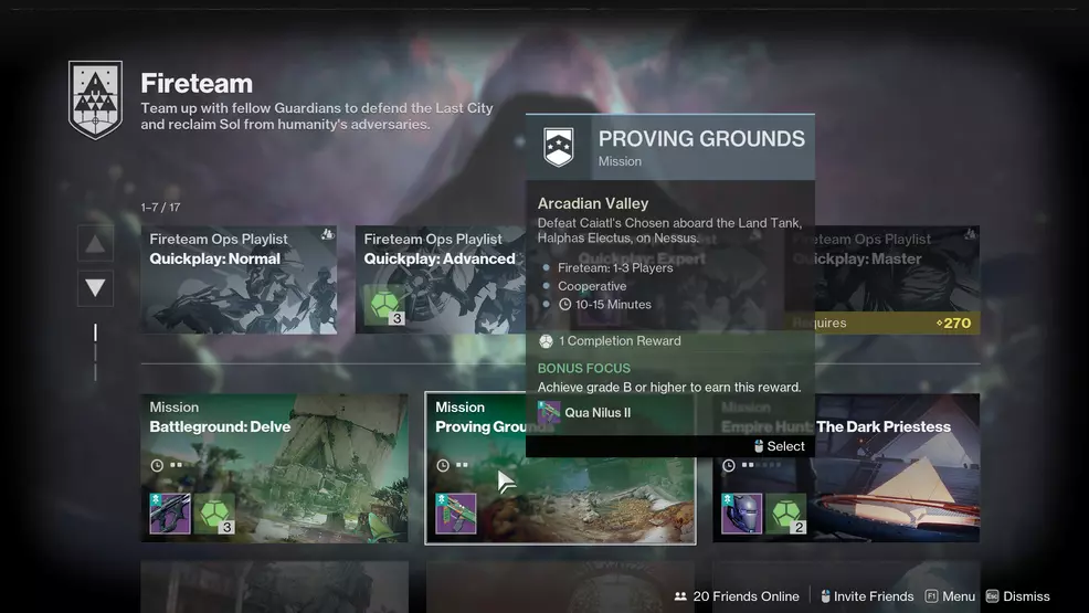 The Qua Nilus II as a Bonus Focus reward in the Portal in Destiny 2