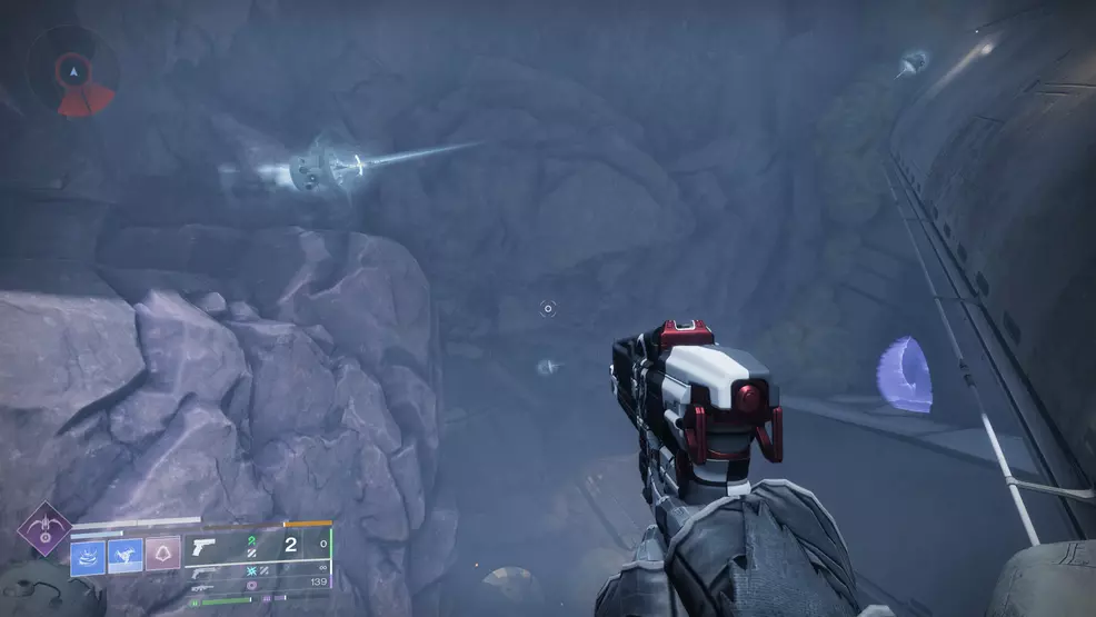 A Relocator condiut and a Fallen shield hiding a Rapid Hit catalyst fragment for the Graviton Spike Exotic Hand Cannon in Destiny 2: The Edge of Fate