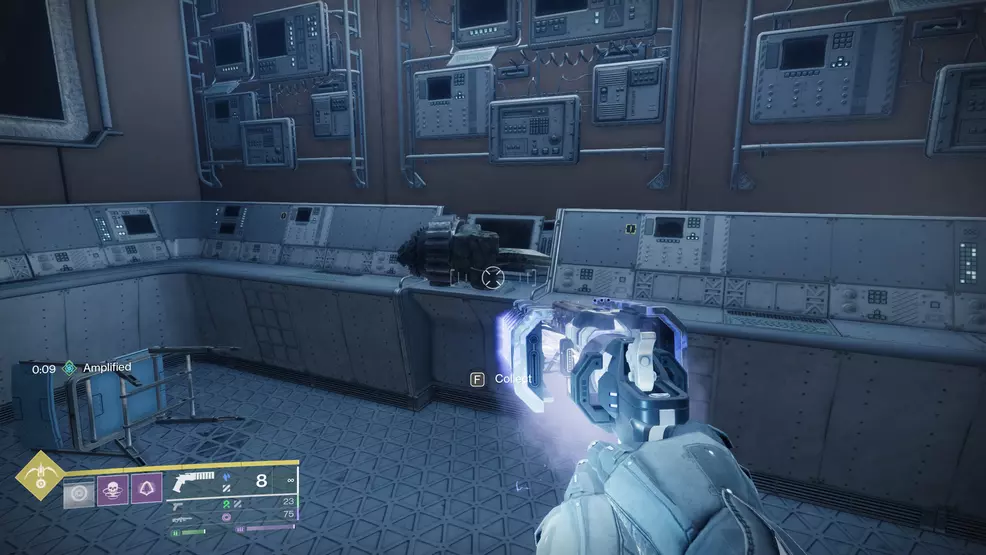 A Temporal Alignment catalyst fragment on a computer console for the Graviton Spike Exotic Hand Cannon in Destiny 2: The Edge of Fate