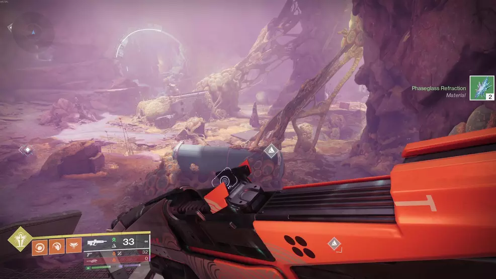 A large, fungus-filled room in the Gorge on Kepler in Destiny 2