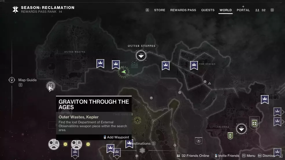 Outer Steppes weapon part map location in Destiny 2