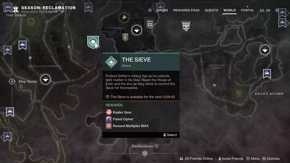 The Sieve activity node on Kepler in Destiny 2