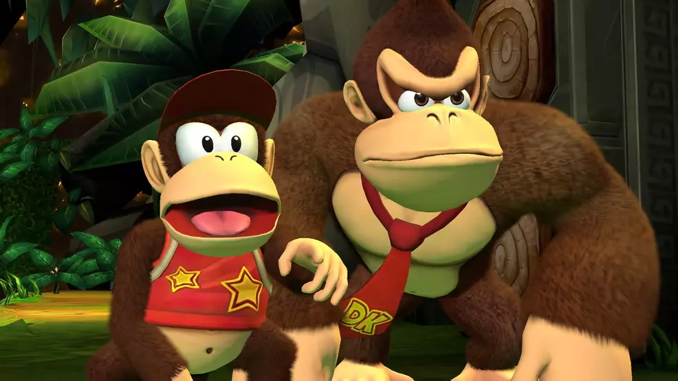HD Return standing next to Didi Kong in Donkey Kong Donki Kong country.