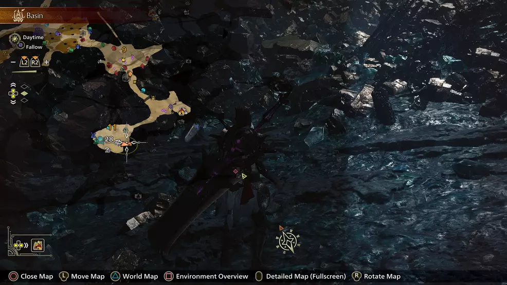 A map showing the middle strateg carcass in Monster Hunter Wilds