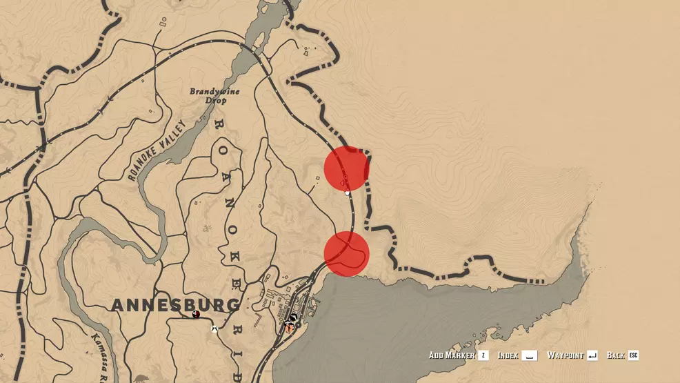 Caugar Spon location near the train tracks North of Ensburgh in Red Dead Online