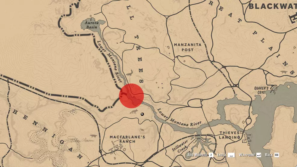 Cougar place in Western Montana River in Red Dead Online