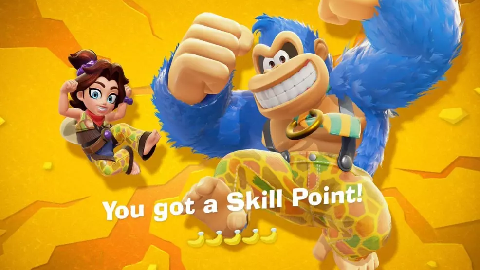 After donkey kong and polyin cheer, the player gets a skill point in the donkey kong's ban