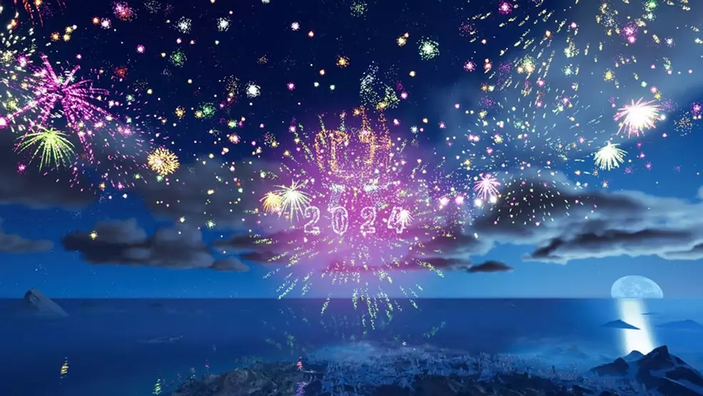 Fireworks and an explosion in Fortnite's New Year celebrations are 2024.