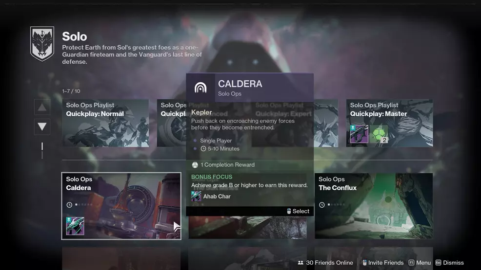 The Caldera Solo Ops Portal activity in Destiny 2