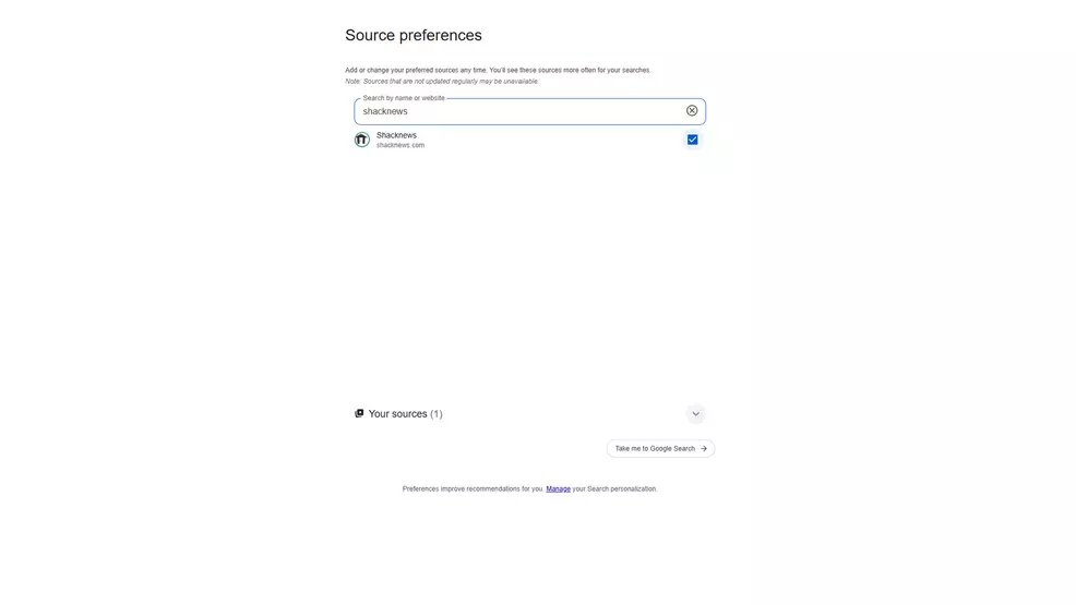 Sign Preferred Over How to set Preferred Sources in Google Search | Shacknews