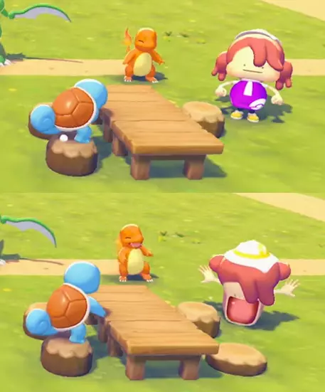 Ditto spitting a stool onto the ground.