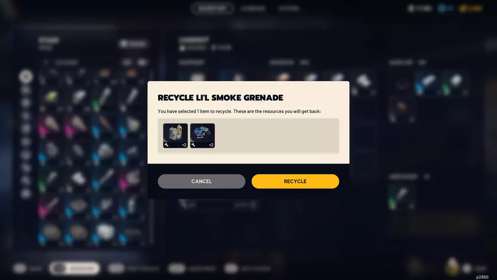 What a Li'l Smoke Grenade recycles to in ARC Raiders.