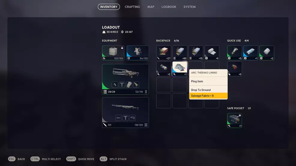 The option to salvage rather than recyle when in a raid in ARC Raiders.