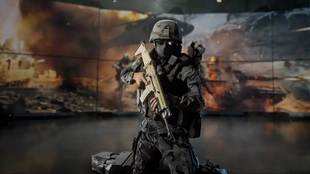 The Assault class readying up in the lobby of Battlefield 6.