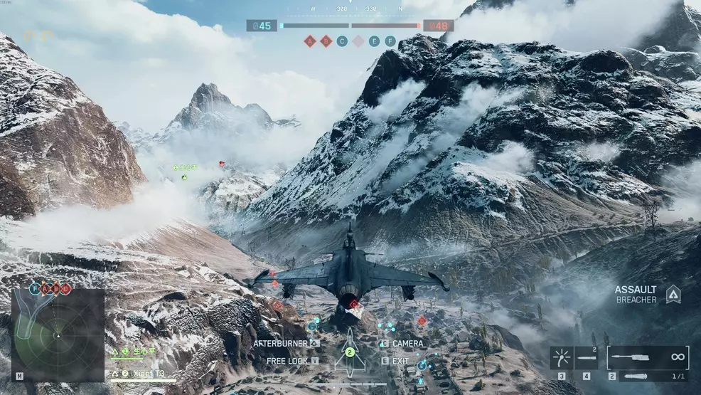 Flying a jet in a match of Battlefield 6.
