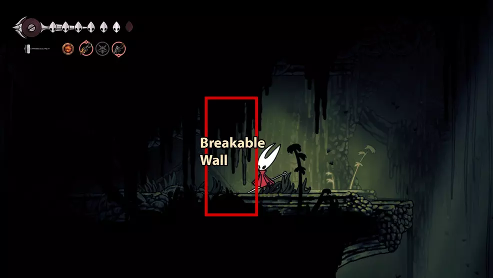 The location of the breakable wall hiding the Key of Apostate in Hollow Knight: Silksong.