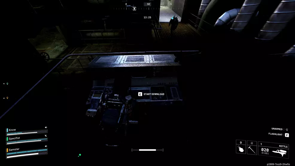 The player starts the download at a terminal in the Hidden Bunker