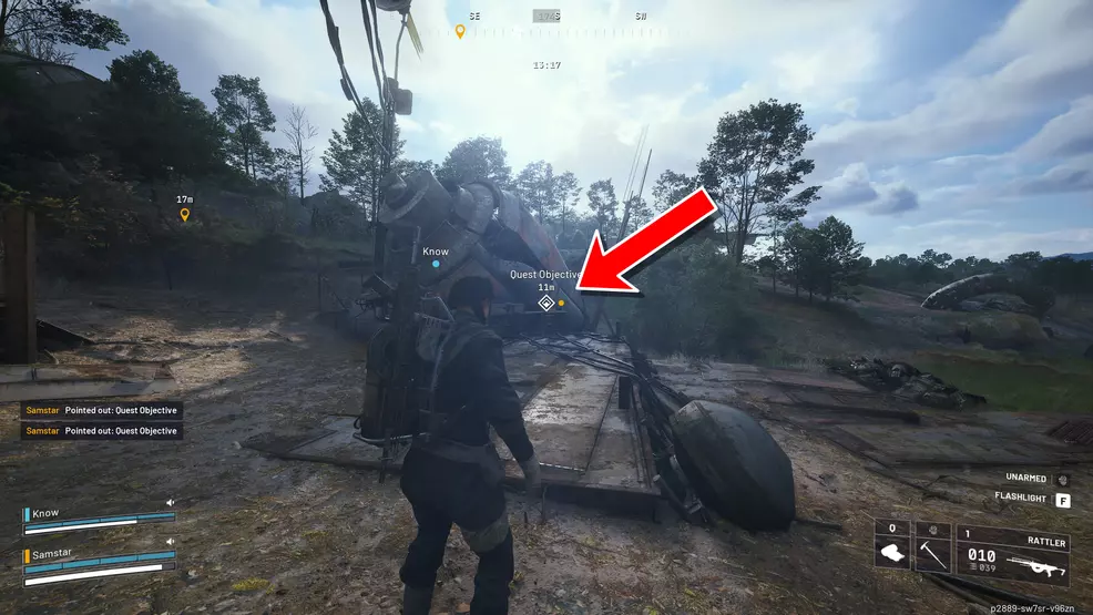 The player looks at an objective marker