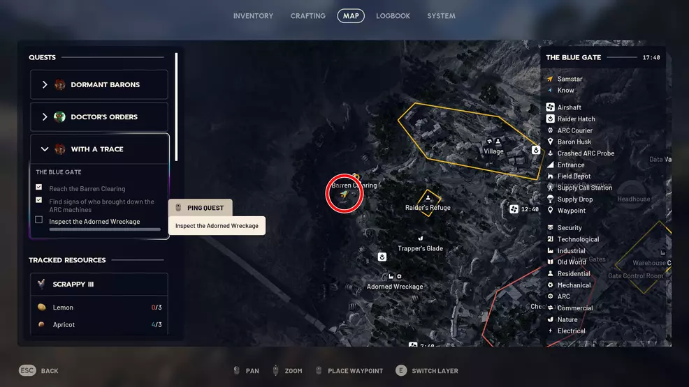 Map showing the location of the interact point