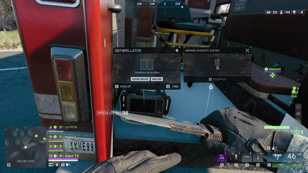 Looting a defibrillator from an ambulance in Battlefield 6: REDSEC.