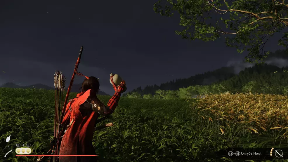 Throwing a Sake jar in Ghost of Yotei
