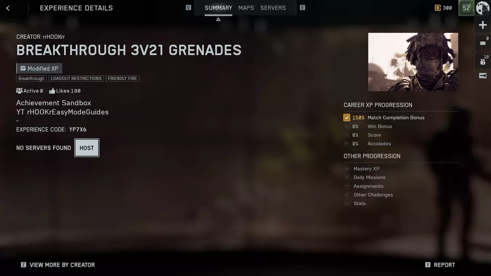 The Portal server screen for a bot challenge server in Battlefield 6.