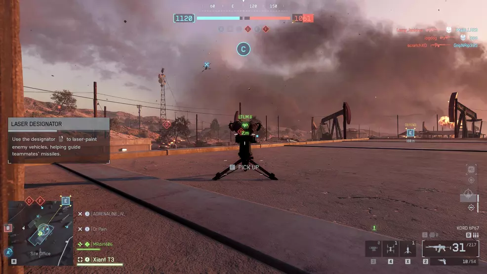 A deployed Laser Designator gadget on Blackwell Field in Battlefield 6.