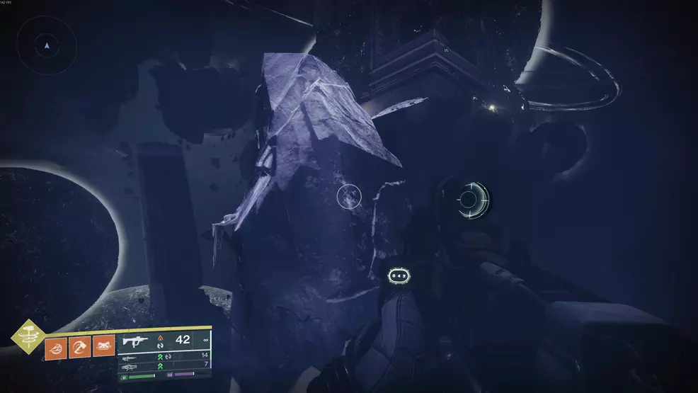 A rock jutting up from the first chasm in the Fire and Ice Exotic mission in Destiny 2: Renegades.