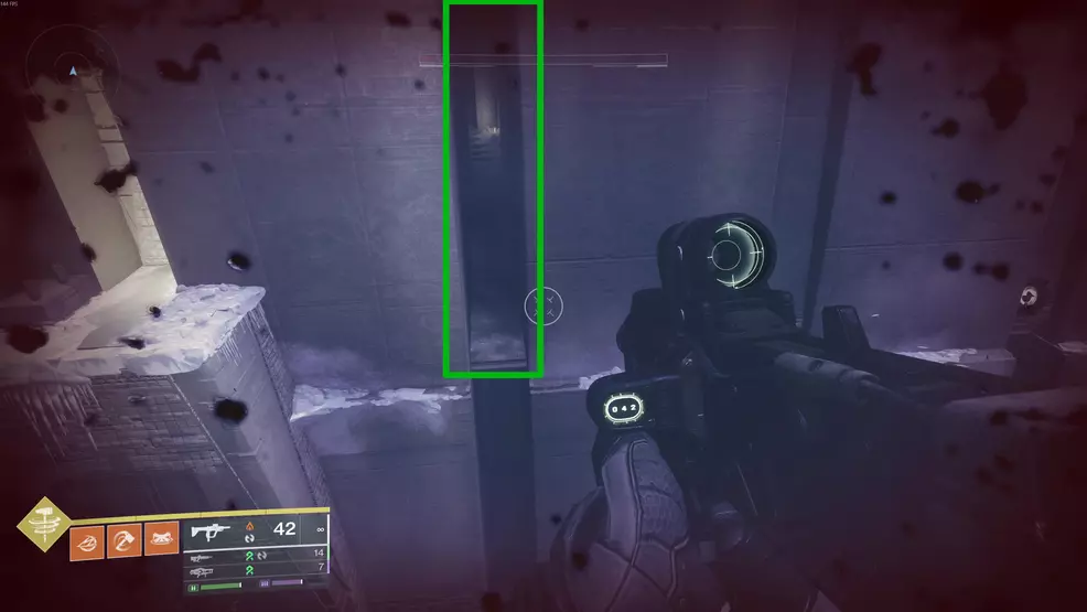 The hidden right path through the light wall in the Fire and Ice Exotic mission in Destiny 2: Renegades.