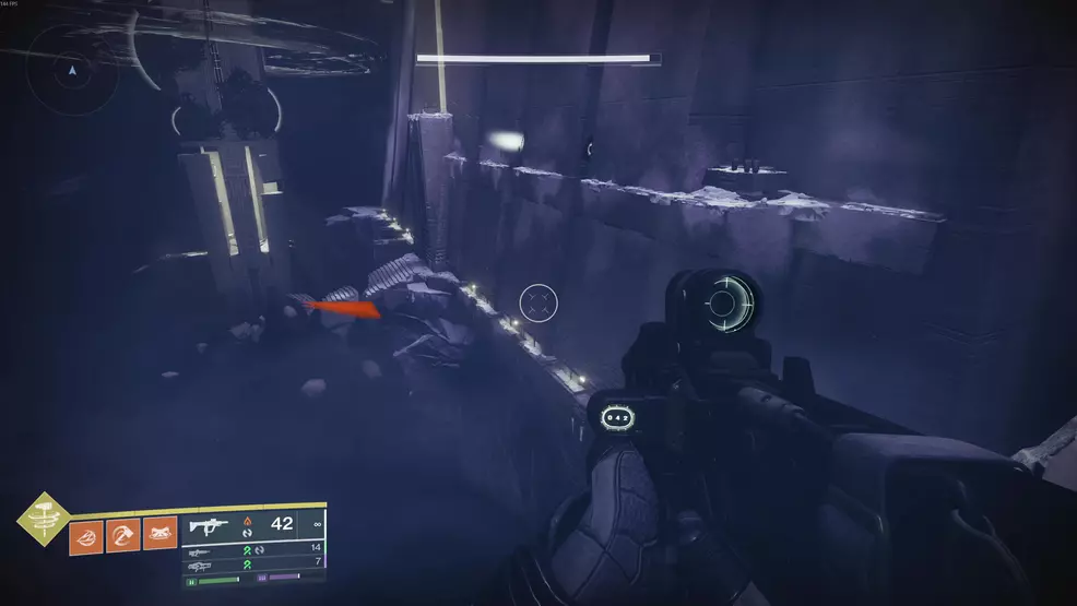The second level of platforming in the chasm in the Fire and Ice Exotic mission in Destiny 2: Renegades.