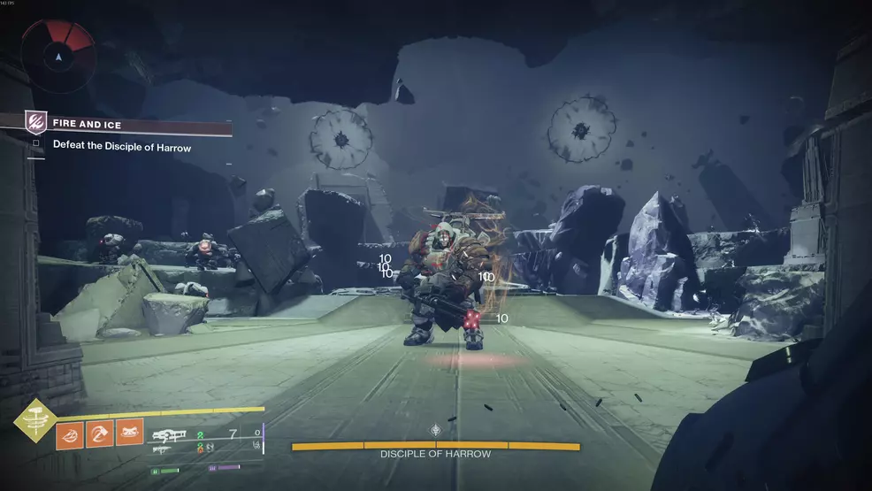 The Disciple of Harrow in the Fire and Ice Exotic mission in Destiny 2: Renegades.