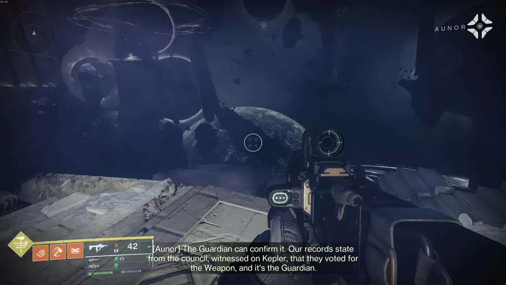 The first yawning Taken chasm in the Fire and Ice Exotic mission in Destiny 2: Renegades.