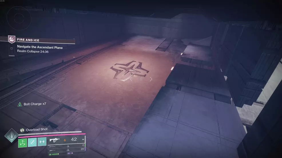 The removable floor leading to the fourth Oddity for the Echoing Blade Praxic Blade Exotic Catalyst in Fire and Ice in Destiny 2.