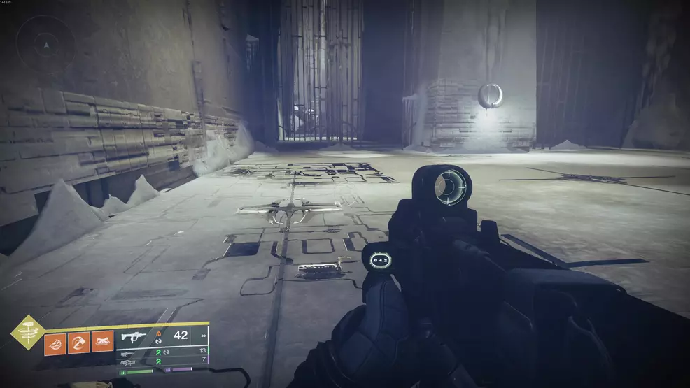 A room with gates and disappearing floors in the Fire and Ice Exotic mission in Destiny 2: Renegades.